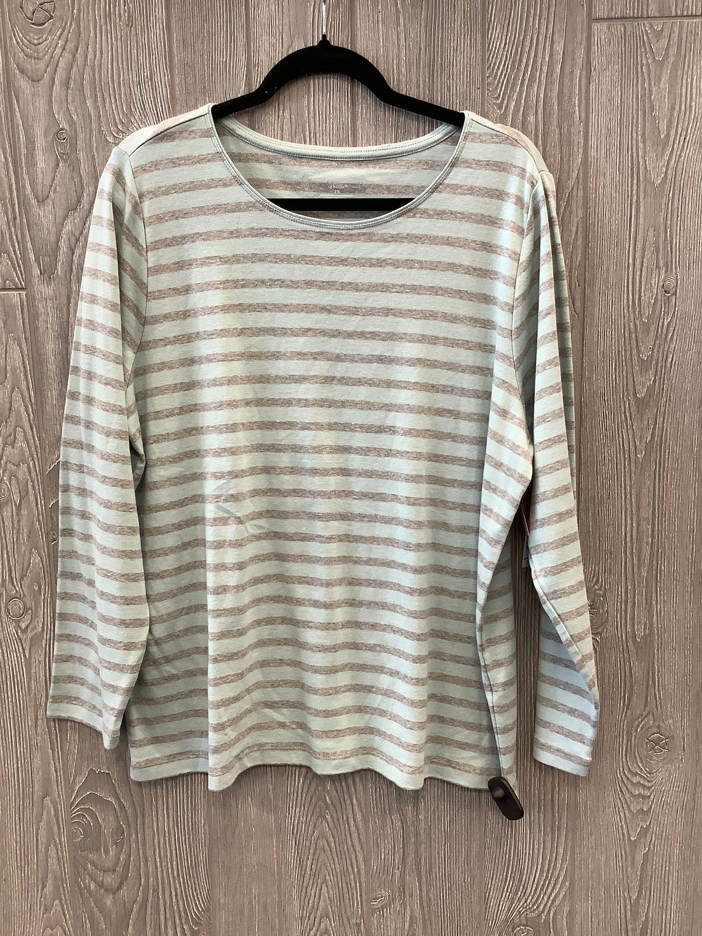 Top Long Sleeve By Cj Banks In Blue & Grey, Size: 1x