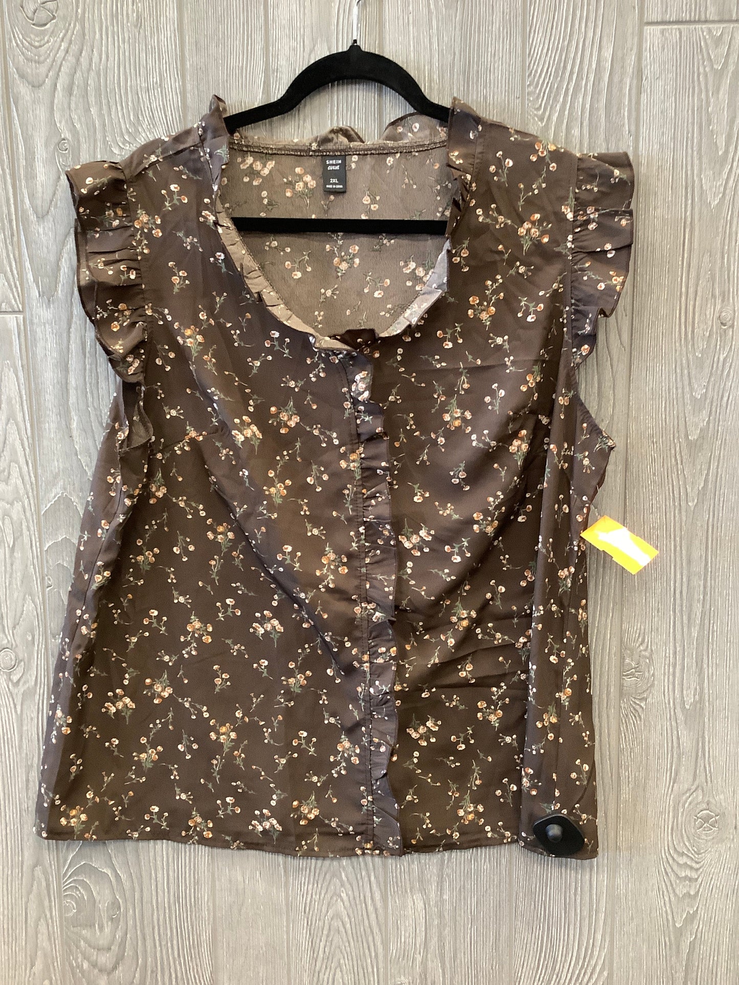 Top Short Sleeve By Shein In Brown, Size: 2x