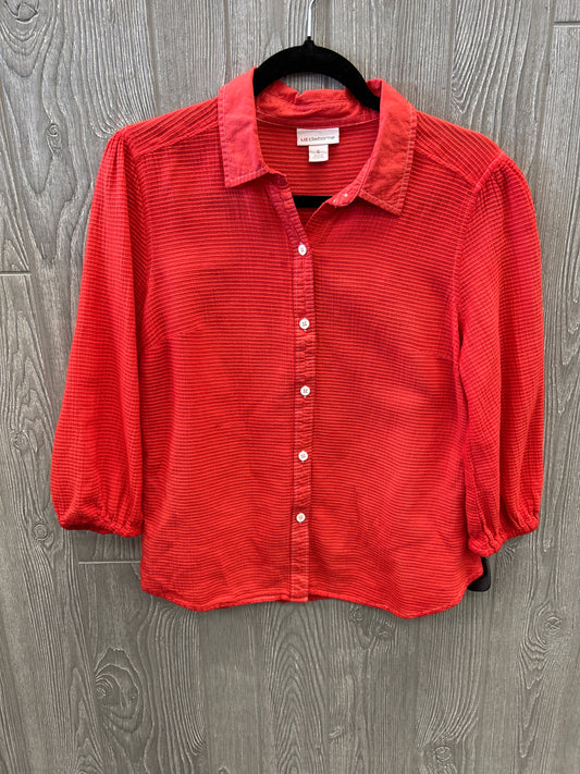 Top Long Sleeve By Liz Claiborne In Red, Size: S