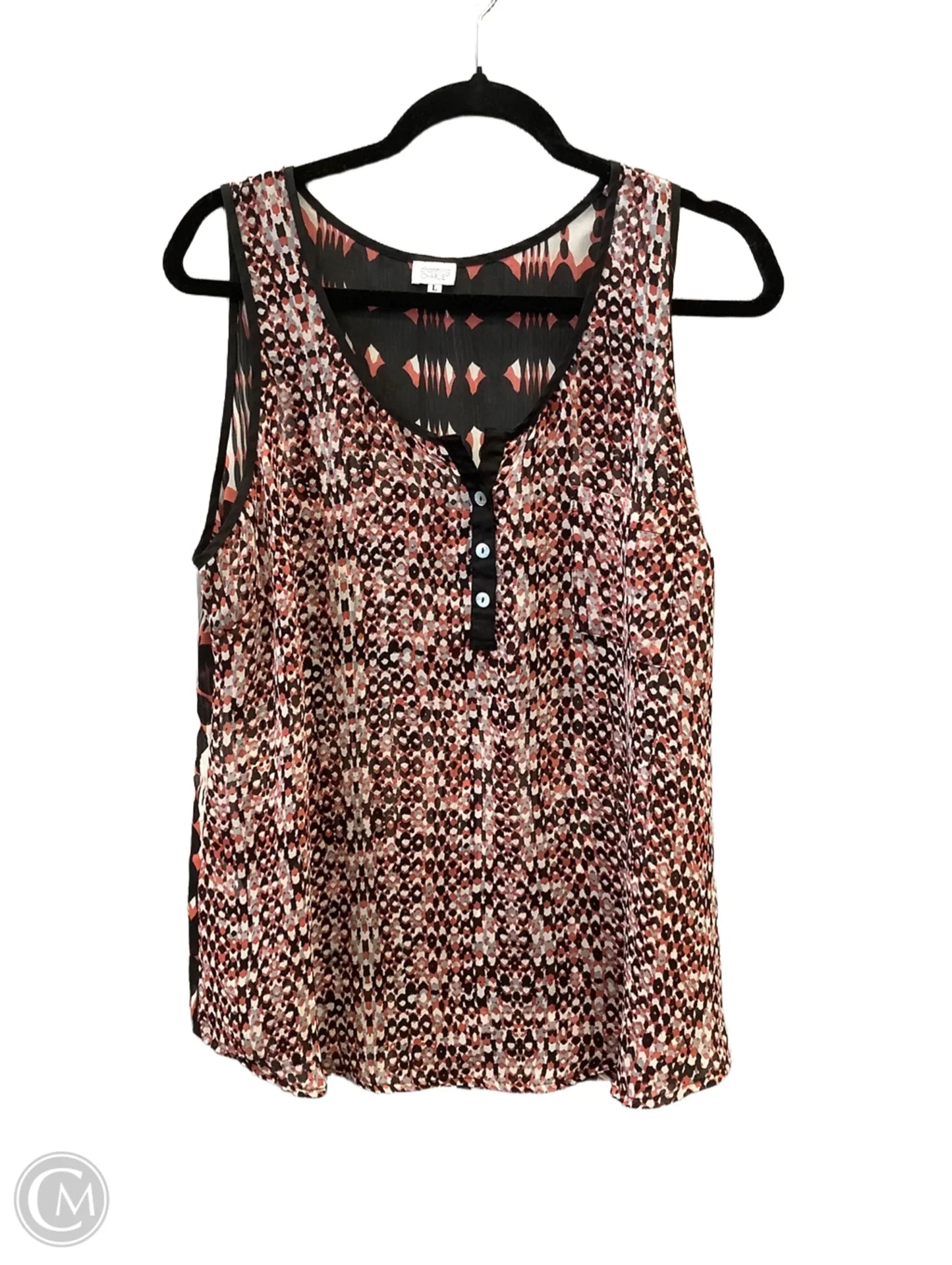 Top Sleeveless By Charming Charlie In Black & Orange, Size: L