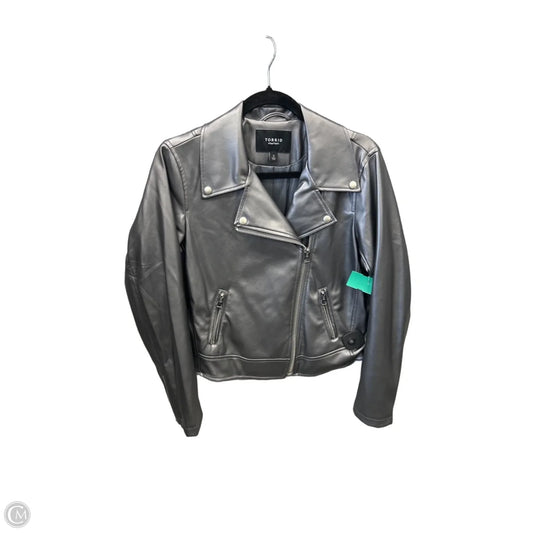 Jacket Moto Leather By Torrid In Grey, Size: L