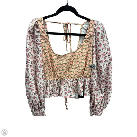 Top Long Sleeve By Shein In Floral Print, Size: L