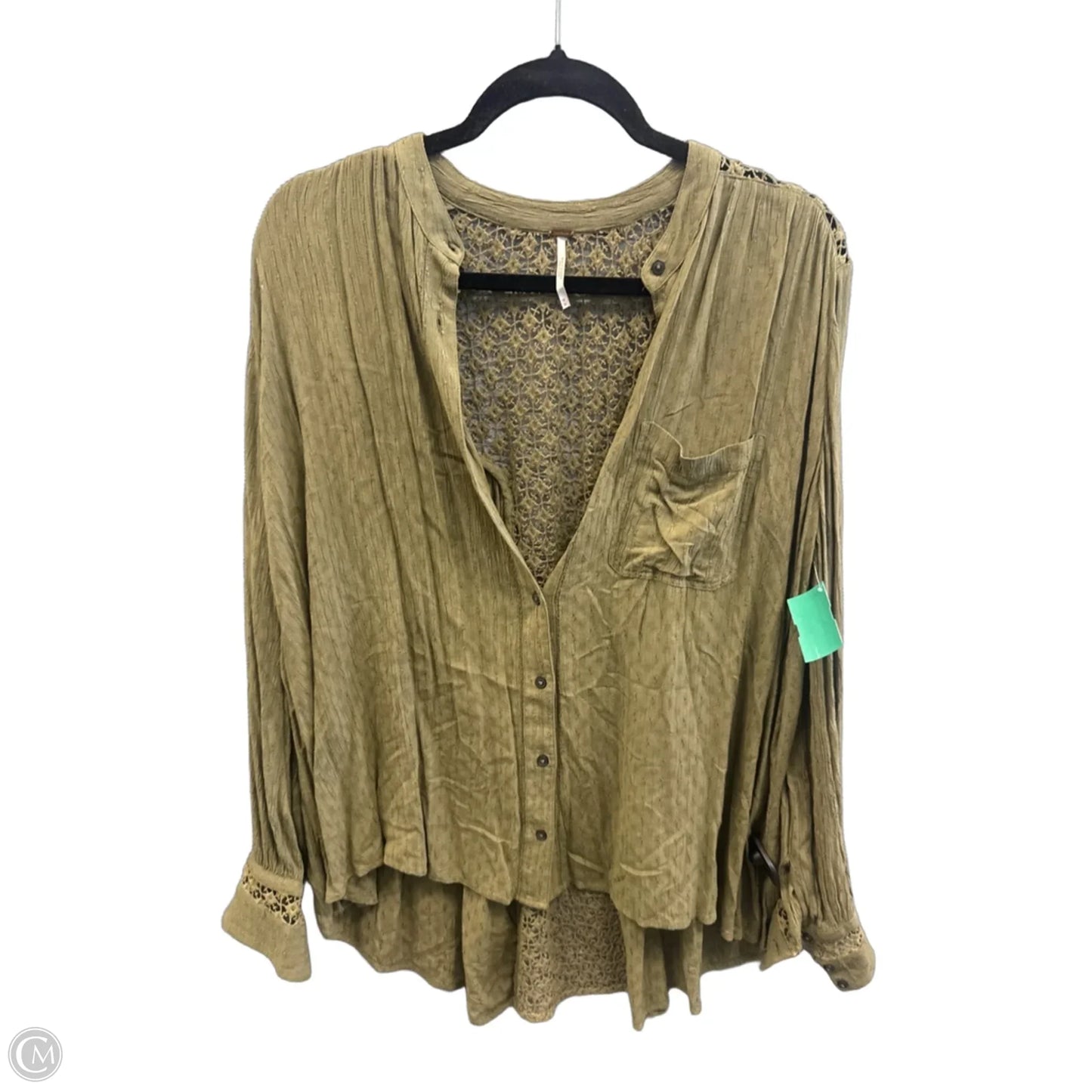 Tunic Long Sleeve By Free People In Green, Size: M