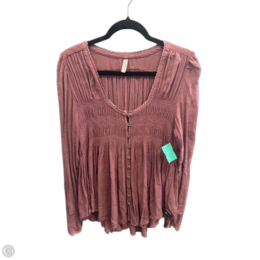 Top Long Sleeve By Free People In Pink, Size: M