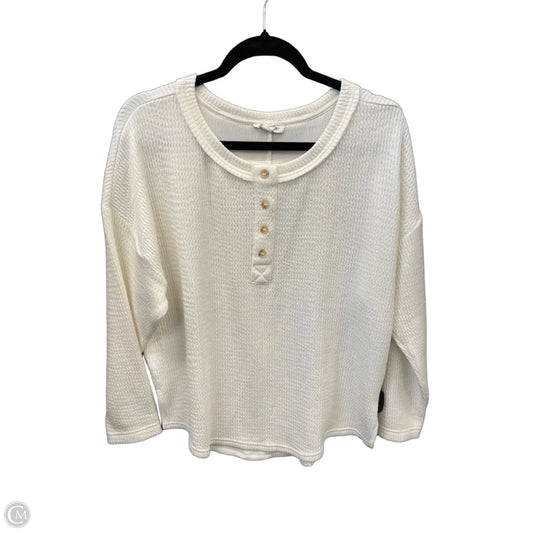 Top Long Sleeve By Blu Pepper In White, Size: M
