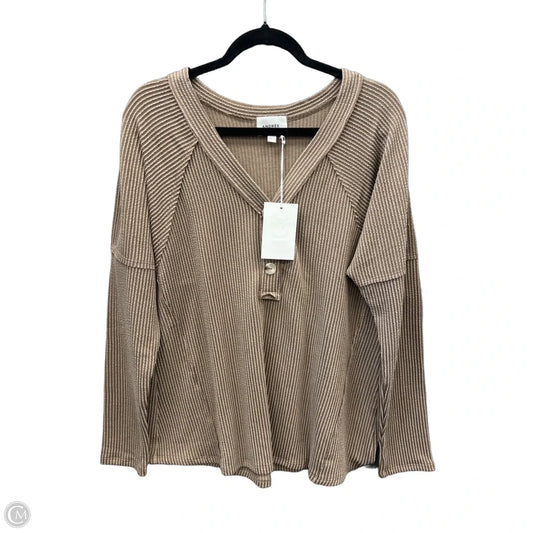 Top Long Sleeve By Andree By Unit In Brown, Size: M