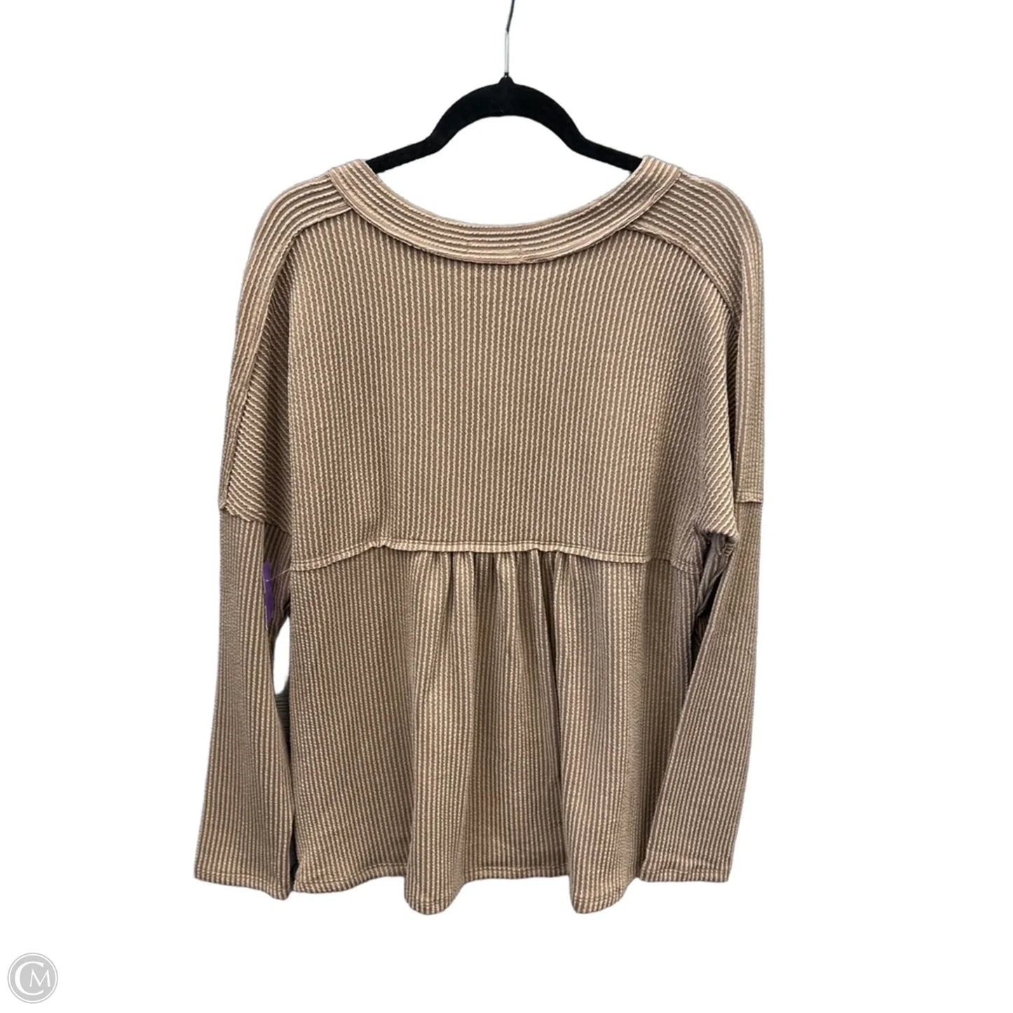Top Long Sleeve By Andree By Unit In Brown, Size: M
