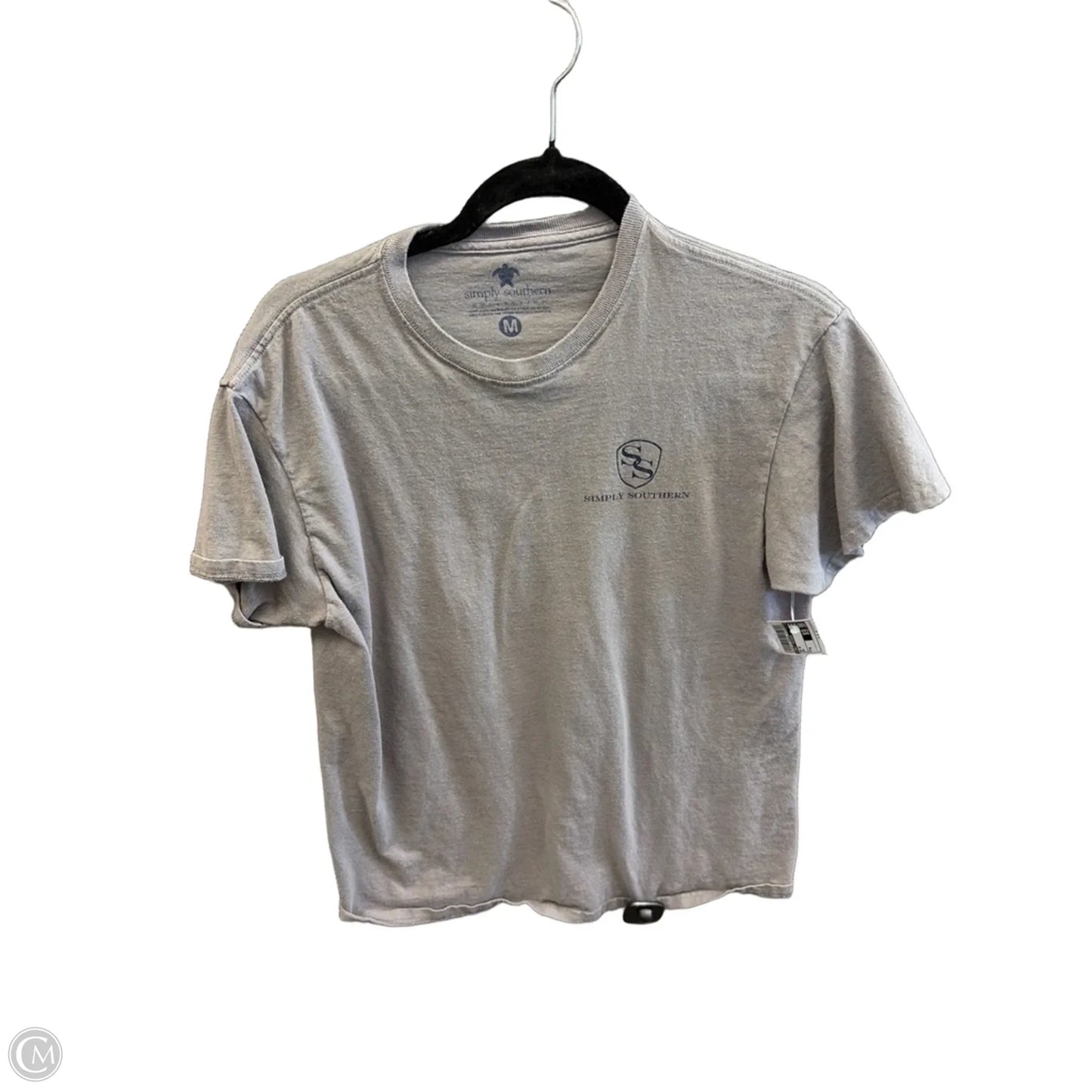 Top Short Sleeve By Simply Southern In Grey, Size: M