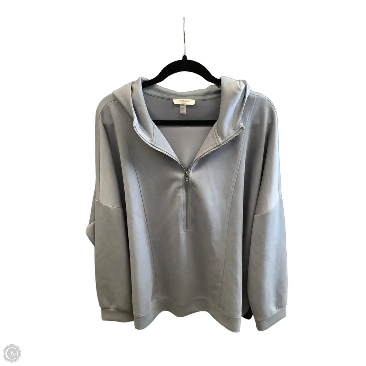 Athletic Top Long Sleeve Hoodie By Cable And Gauge In Grey, Size: 3x