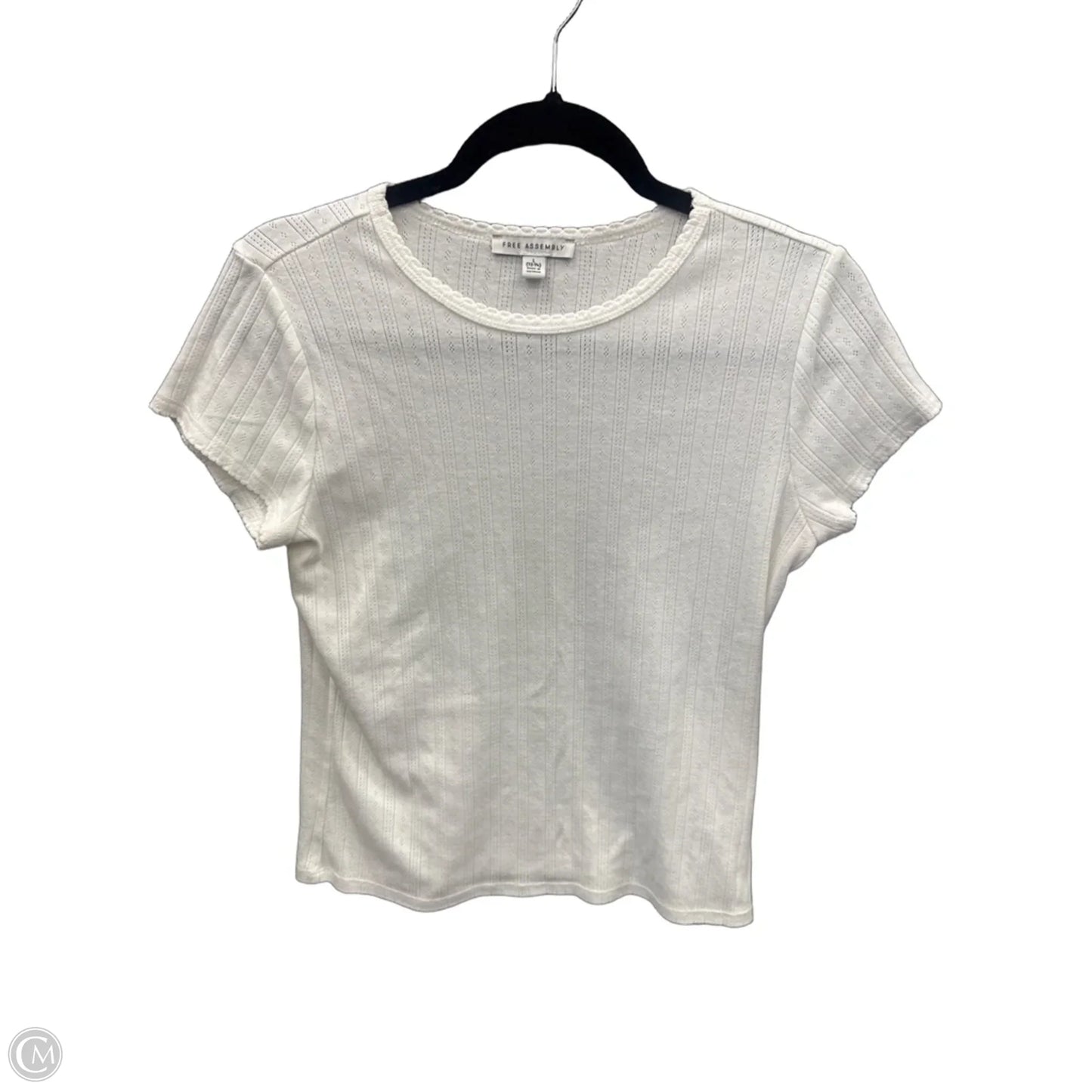 Top Short Sleeve By Free Assembly In White, Size: L