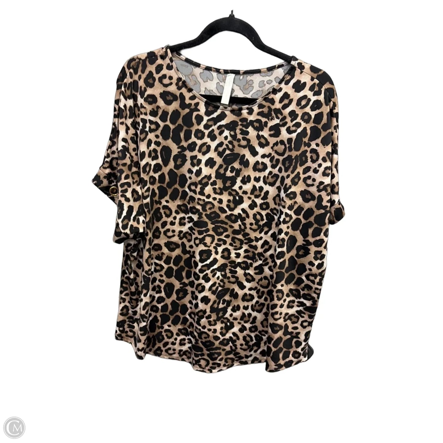 Top Short Sleeve By Perseption Concept In Animal Print, Size: 1x