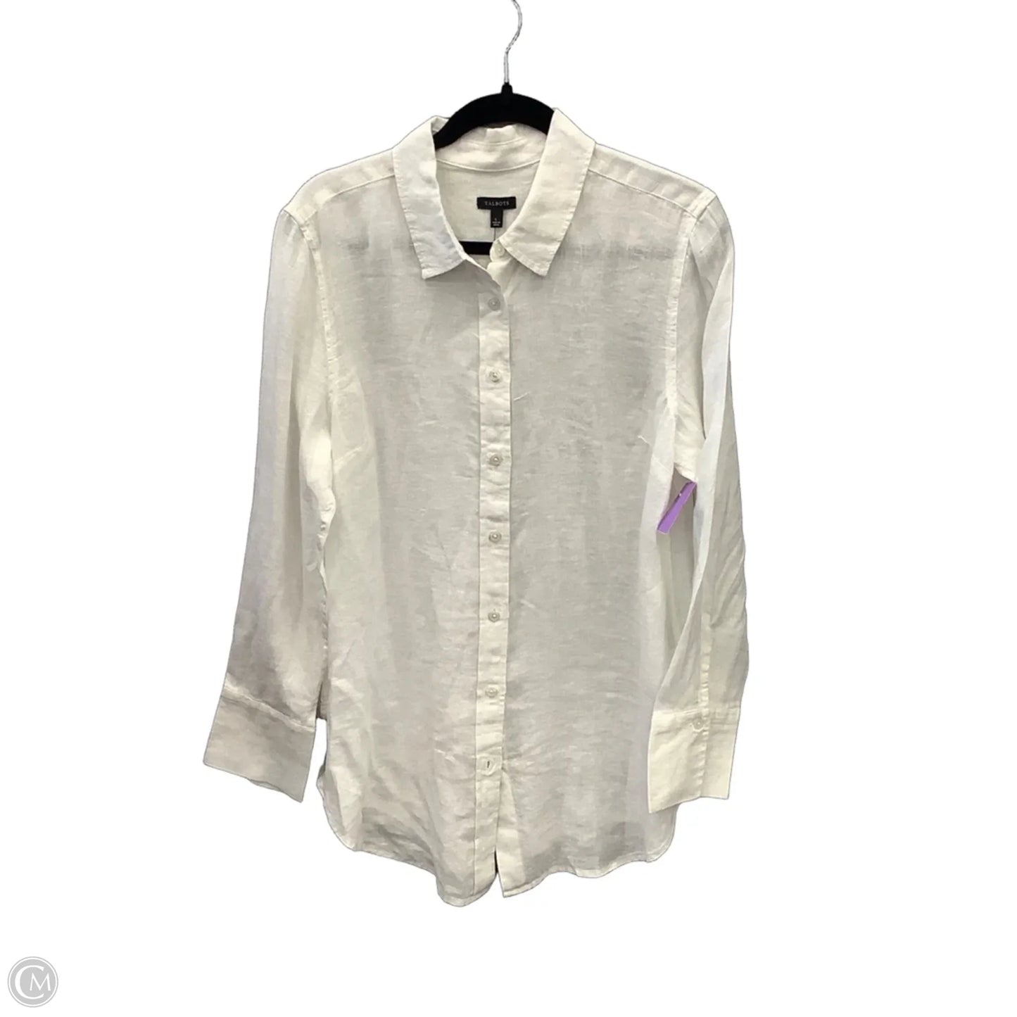 Top Long Sleeve By Talbots In White, Size: L
