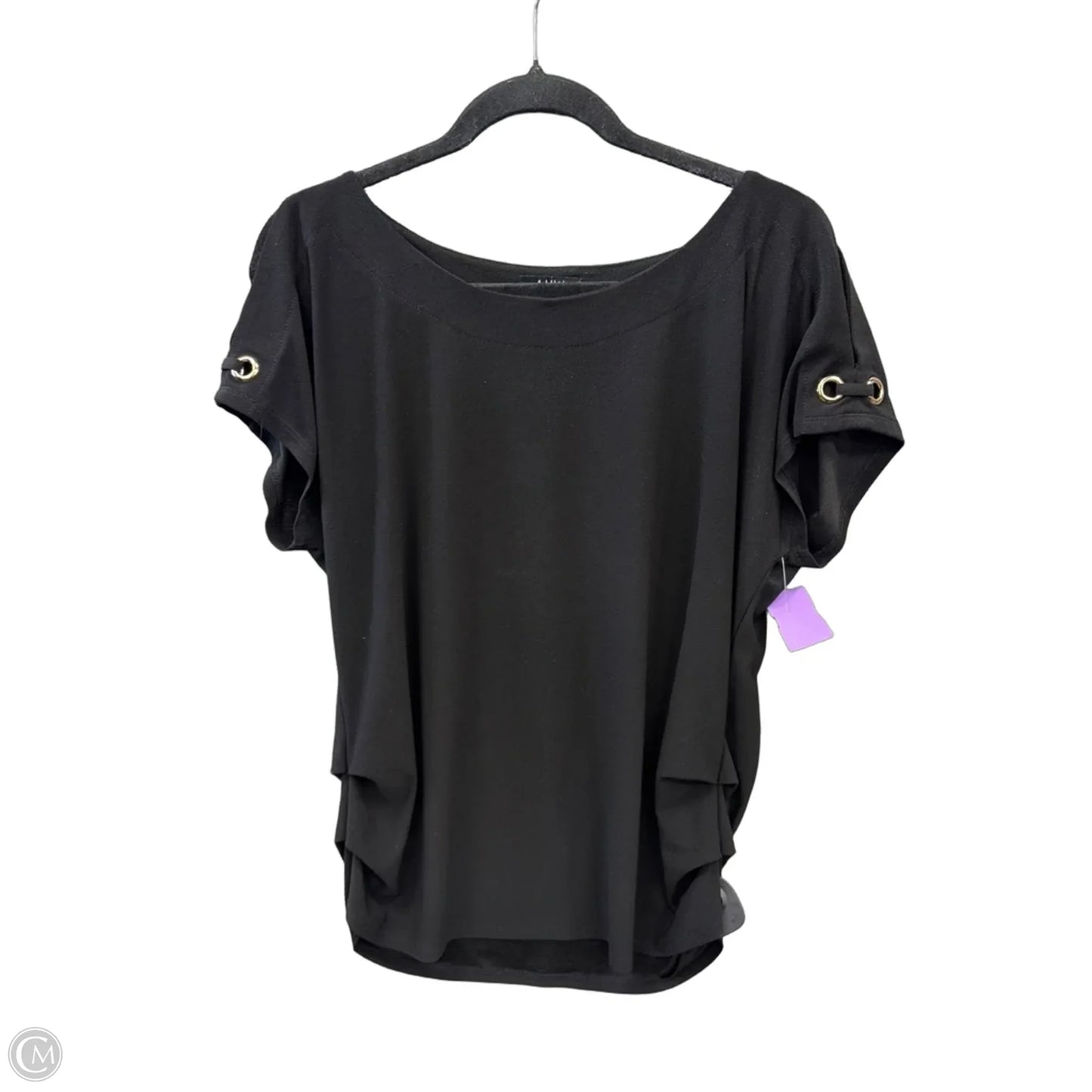 Top Short Sleeve By Auw In Black, Size: L