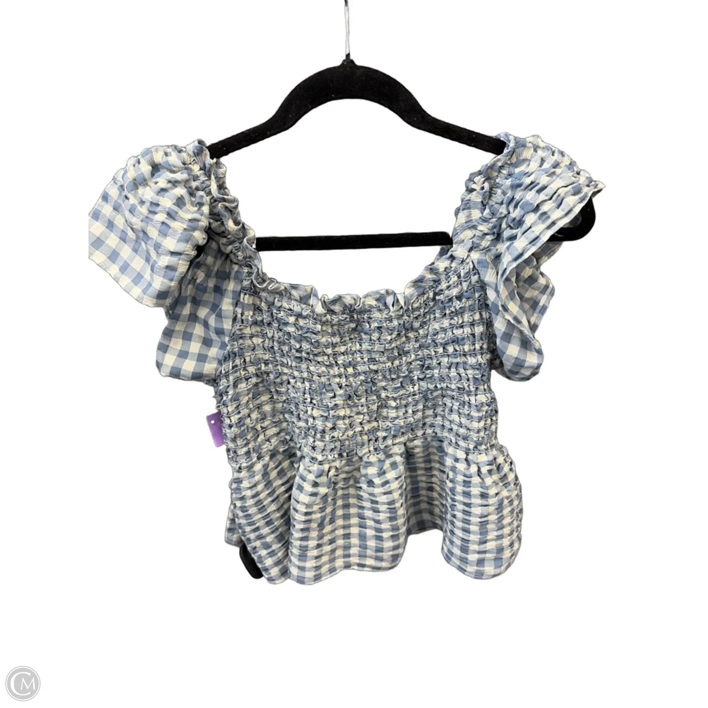 Top Short Sleeve By Max Studio In Plaid Pattern, Size: Xl