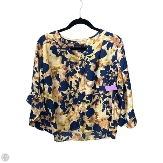 Top 3/4 Sleeve By Investments In Floral Print, Size: Lp