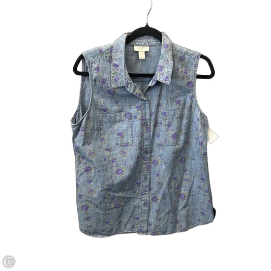 Top Sleeveless By Loft In Blue, Size: L