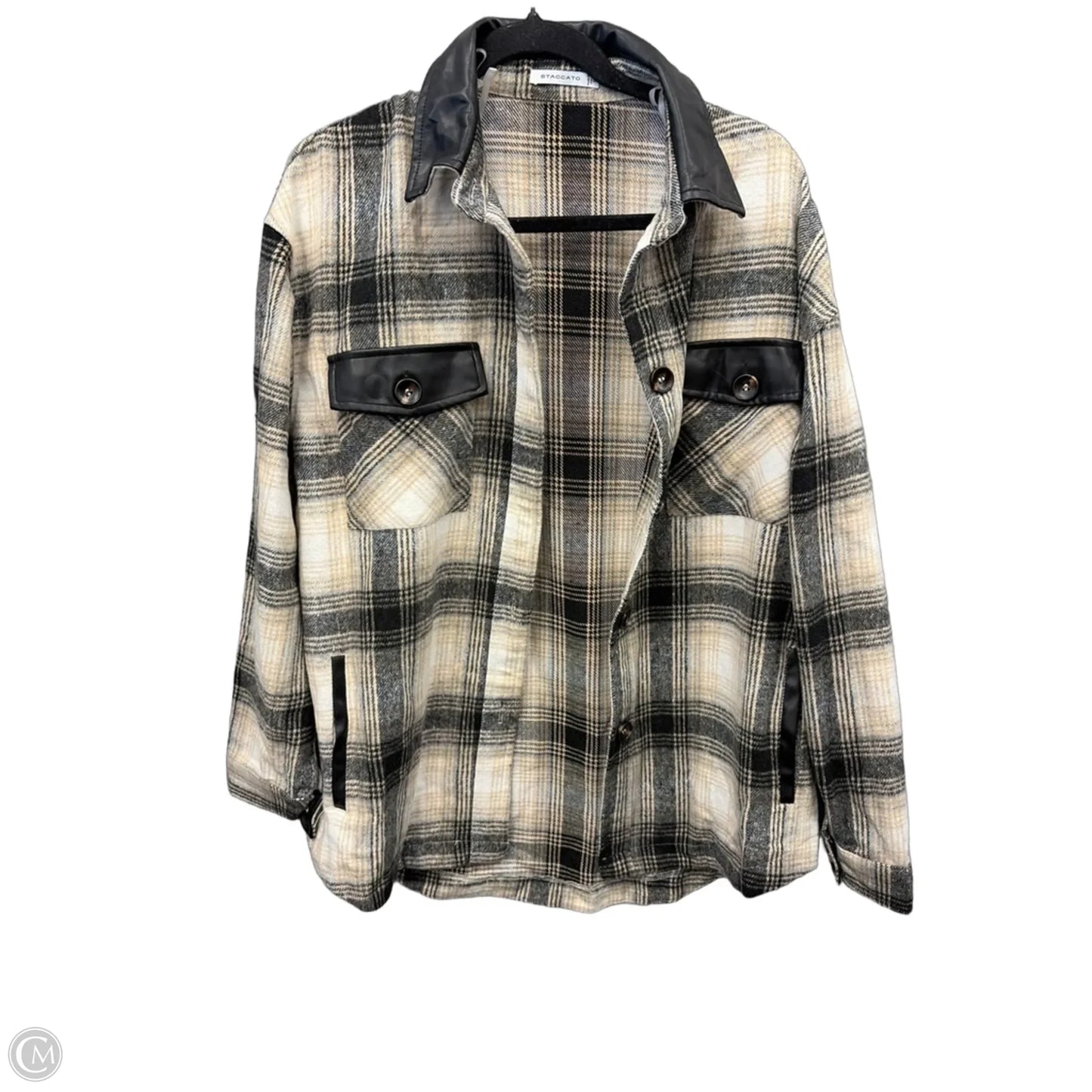 Jacket Shirt By Staccato In Plaid Pattern, Size: S