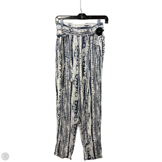 Pants Linen By Clothes Mentor In Blue & White, Size: 4