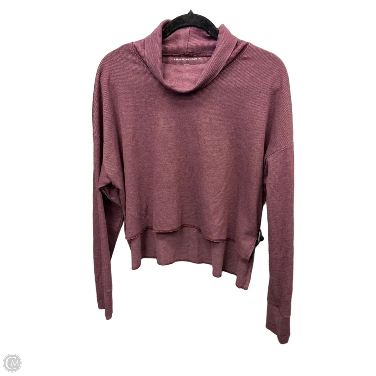 Top Long Sleeve By American Eagle In Maroon, Size: S