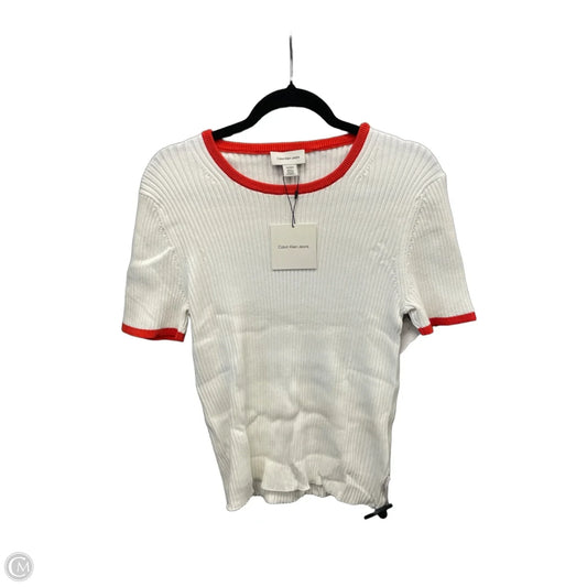Top Short Sleeve By Calvin Klein In Cream, Size: Xl