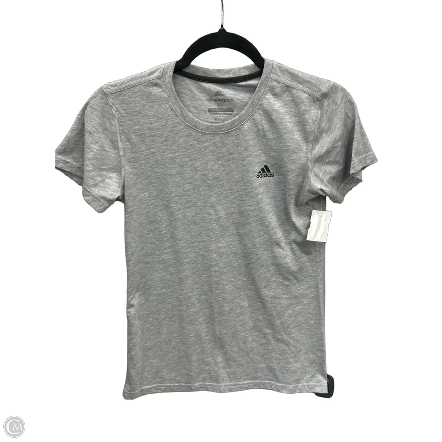 Athletic Top Short Sleeve By Adidas In Grey, Size: Xs
