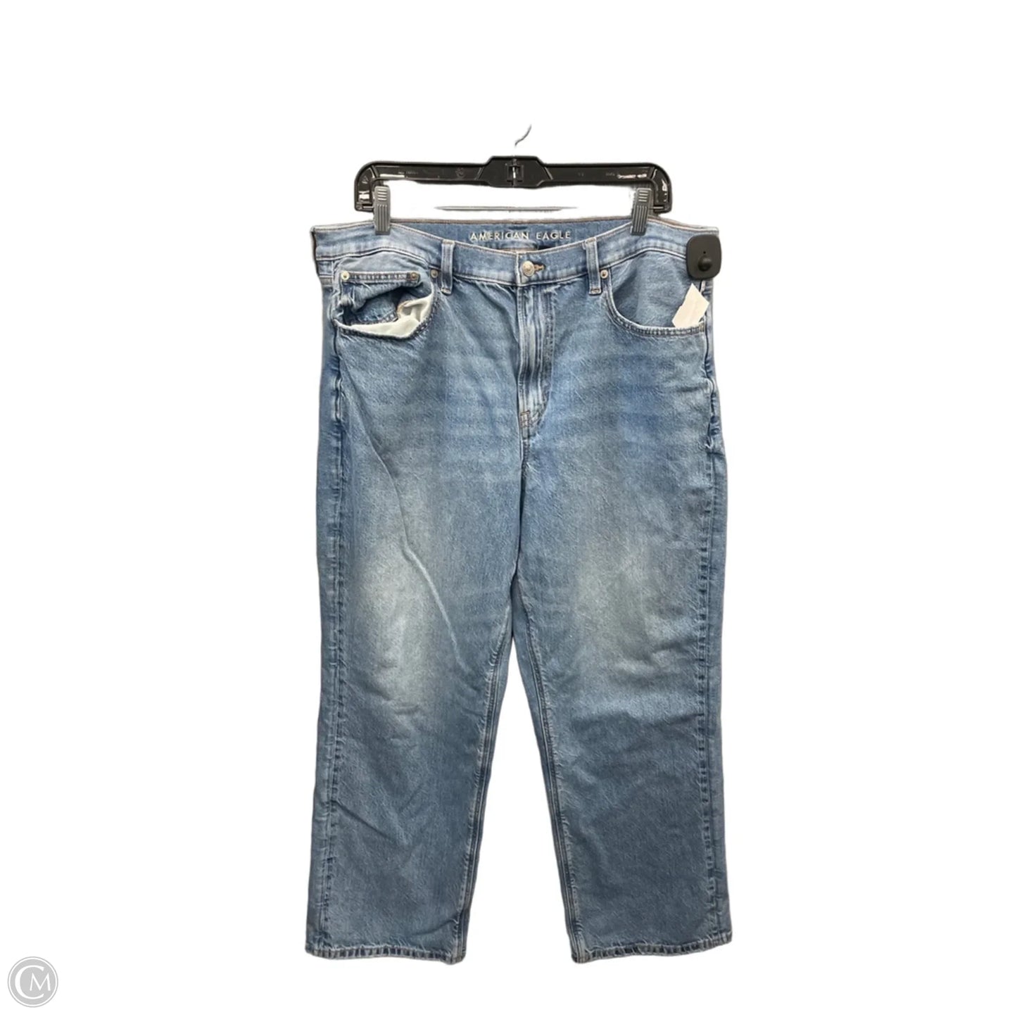 Jeans Straight By American Eagle In Blue Denim, Size: 16