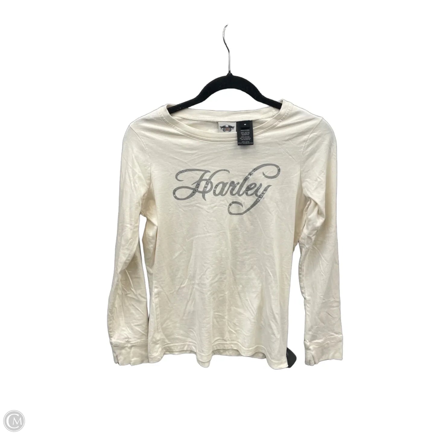 Top Long Sleeve Basic By Harley Davidson In Cream, Size: M