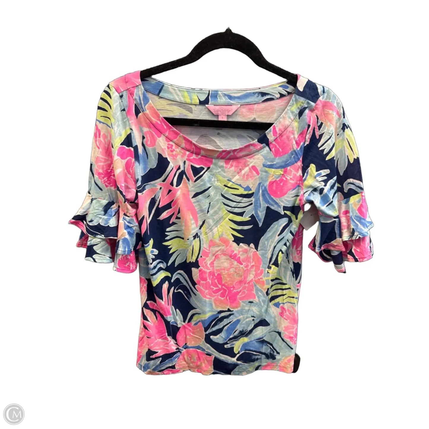 Top Short Sleeve Designer By Lilly Pulitzer In Blue, Size: S