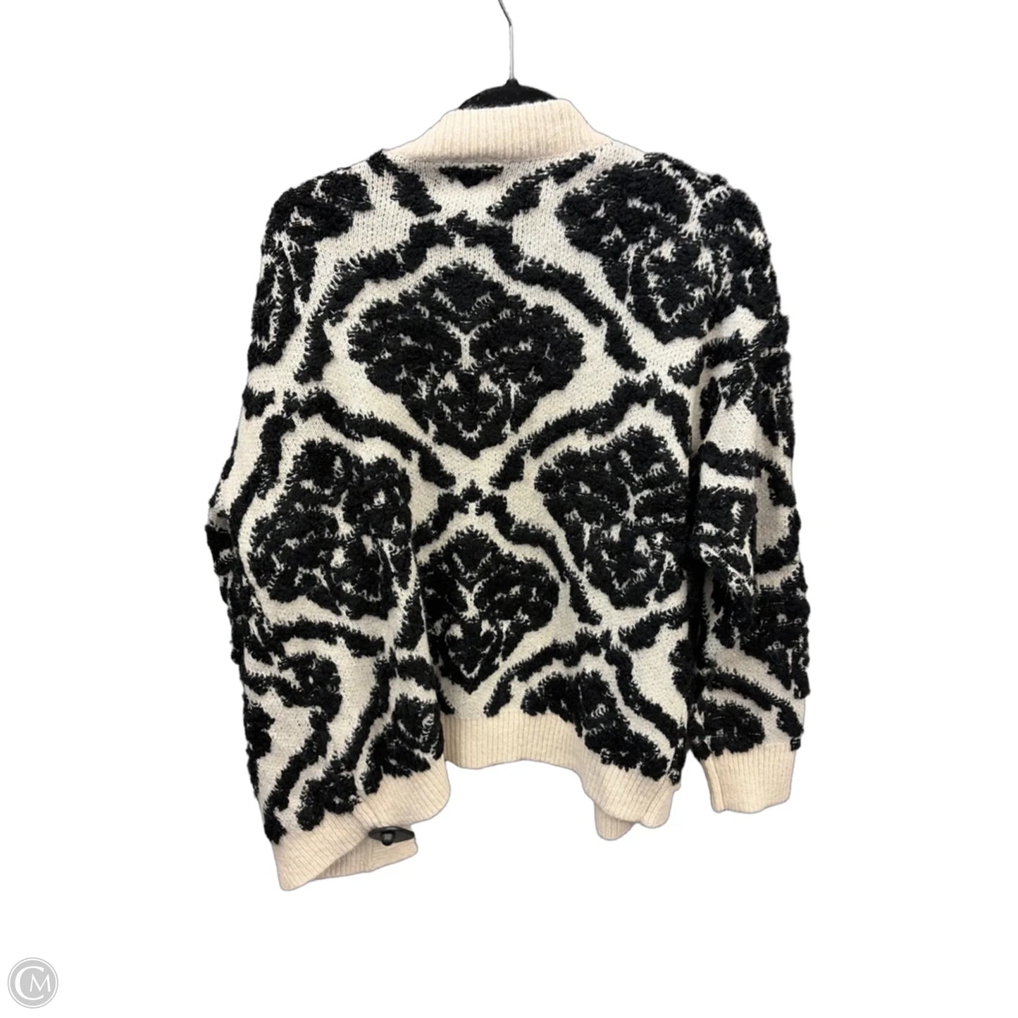 Sweater Cardigan By Clothes Mentor In Black & Cream, Size: M