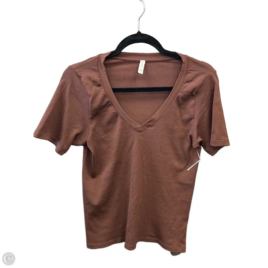 Athletic Top Short Sleeve By Athleta In Brown, Size: L