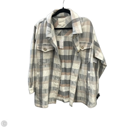 Jacket Denim By Lucky Brand In Plaid Pattern, Size: Xl