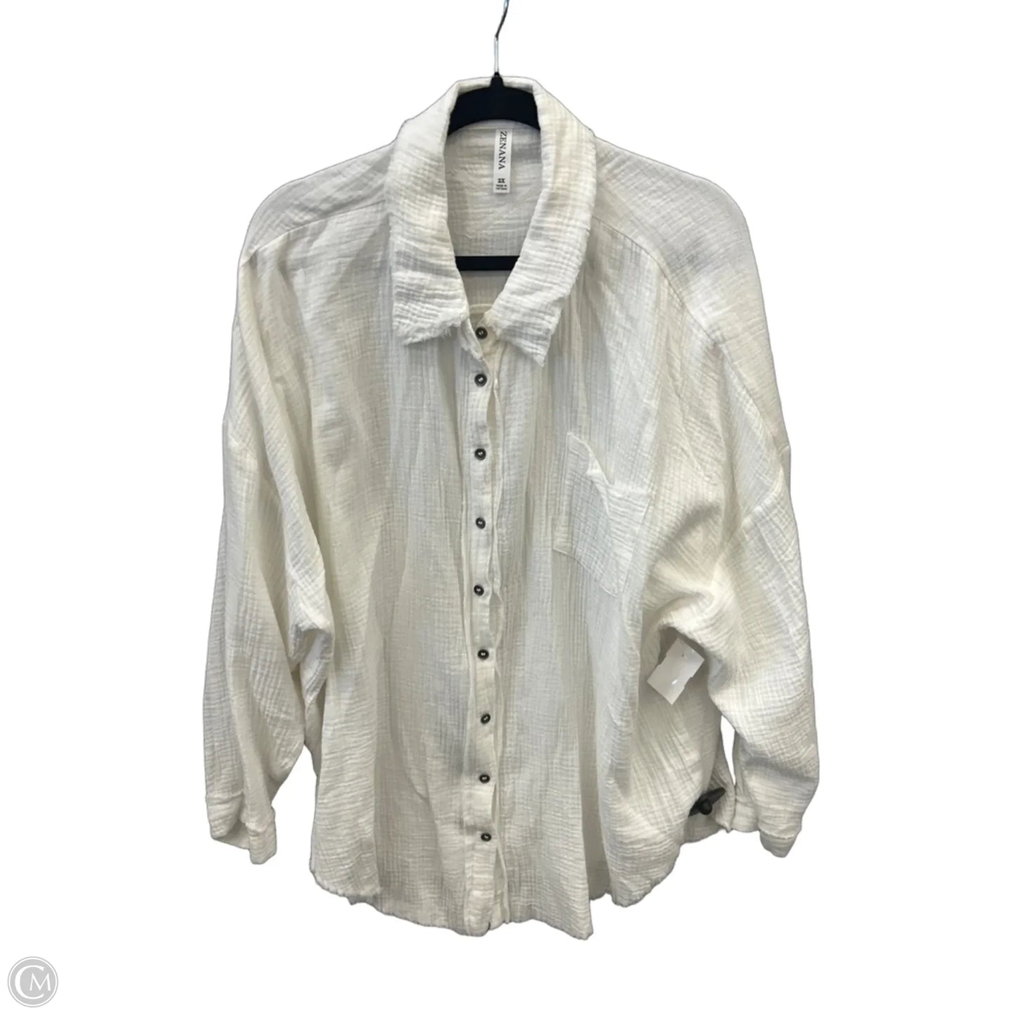 Top Long Sleeve By Zenana In White, Size: 2x