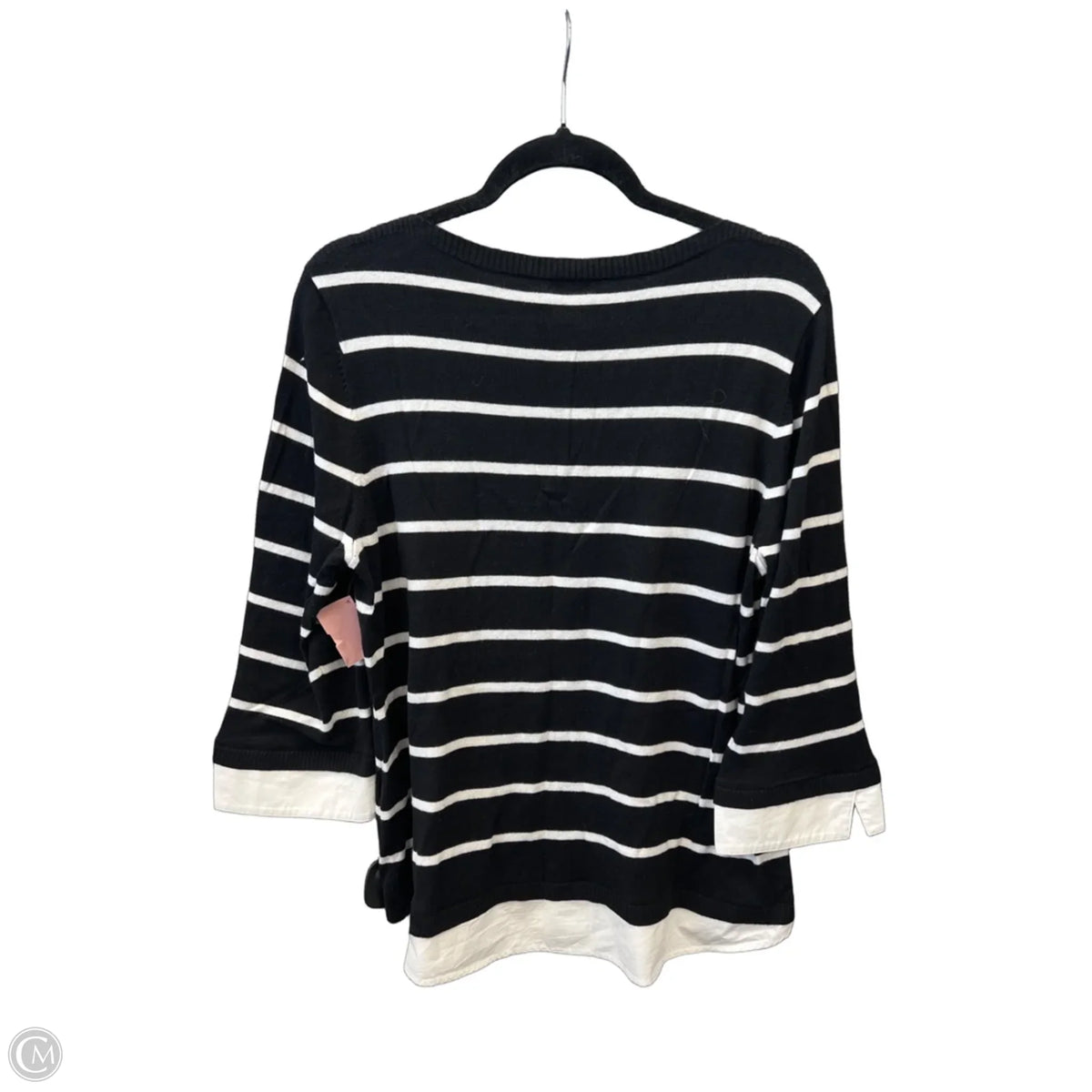 Top 3/4 Sleeve By Chicos In Striped Pattern, Size: L