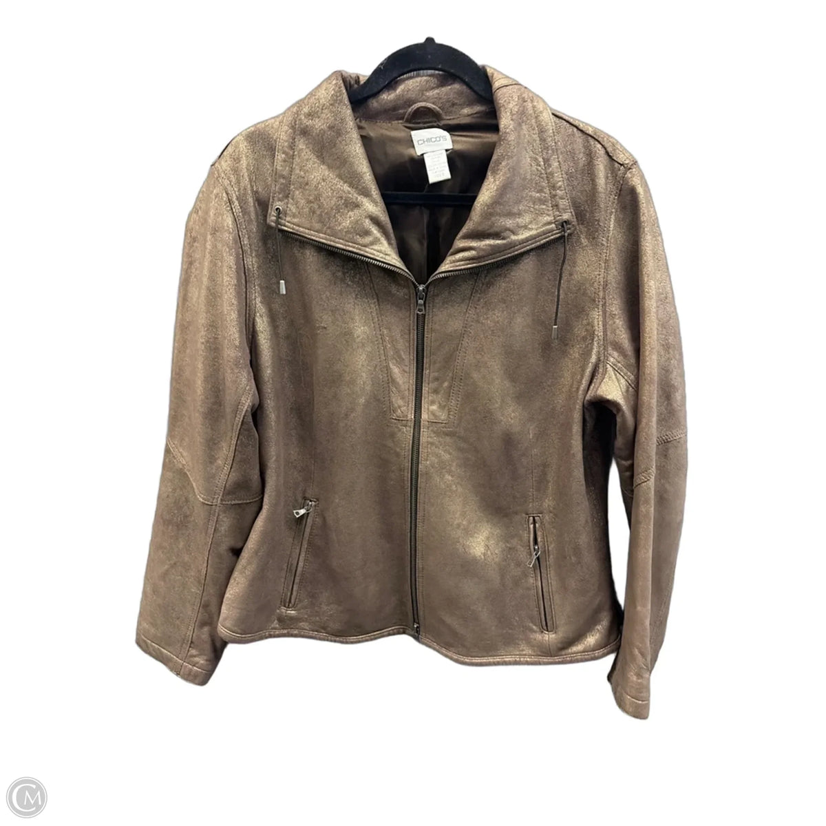 Jacket Moto By Chicos In Brown, Size: Xl