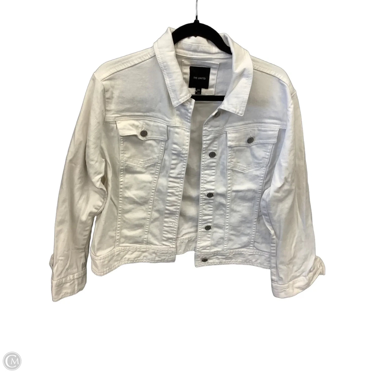 Jacket Denim By Limited In White Denim, Size: Xl