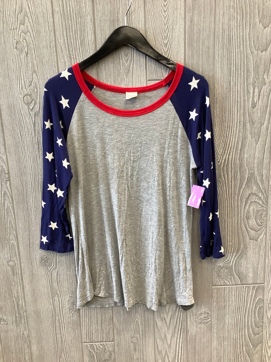 Red White Blue Top 3/4 Sleeve Basic Color Bear, Size L