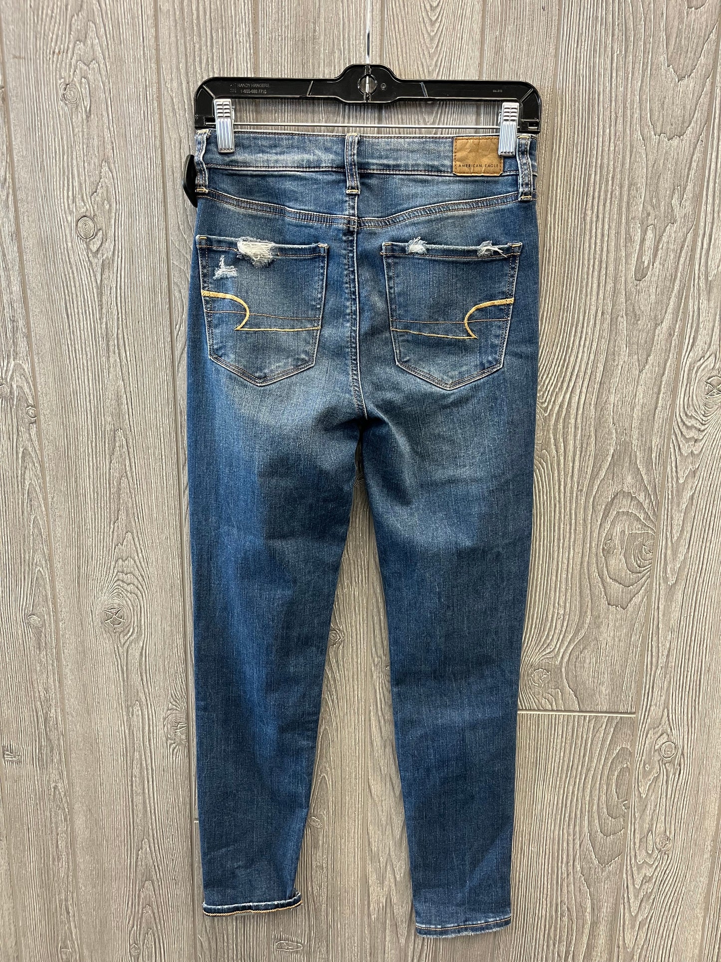 Jeans Skinny By American Eagle In Blue Denim, Size: 4