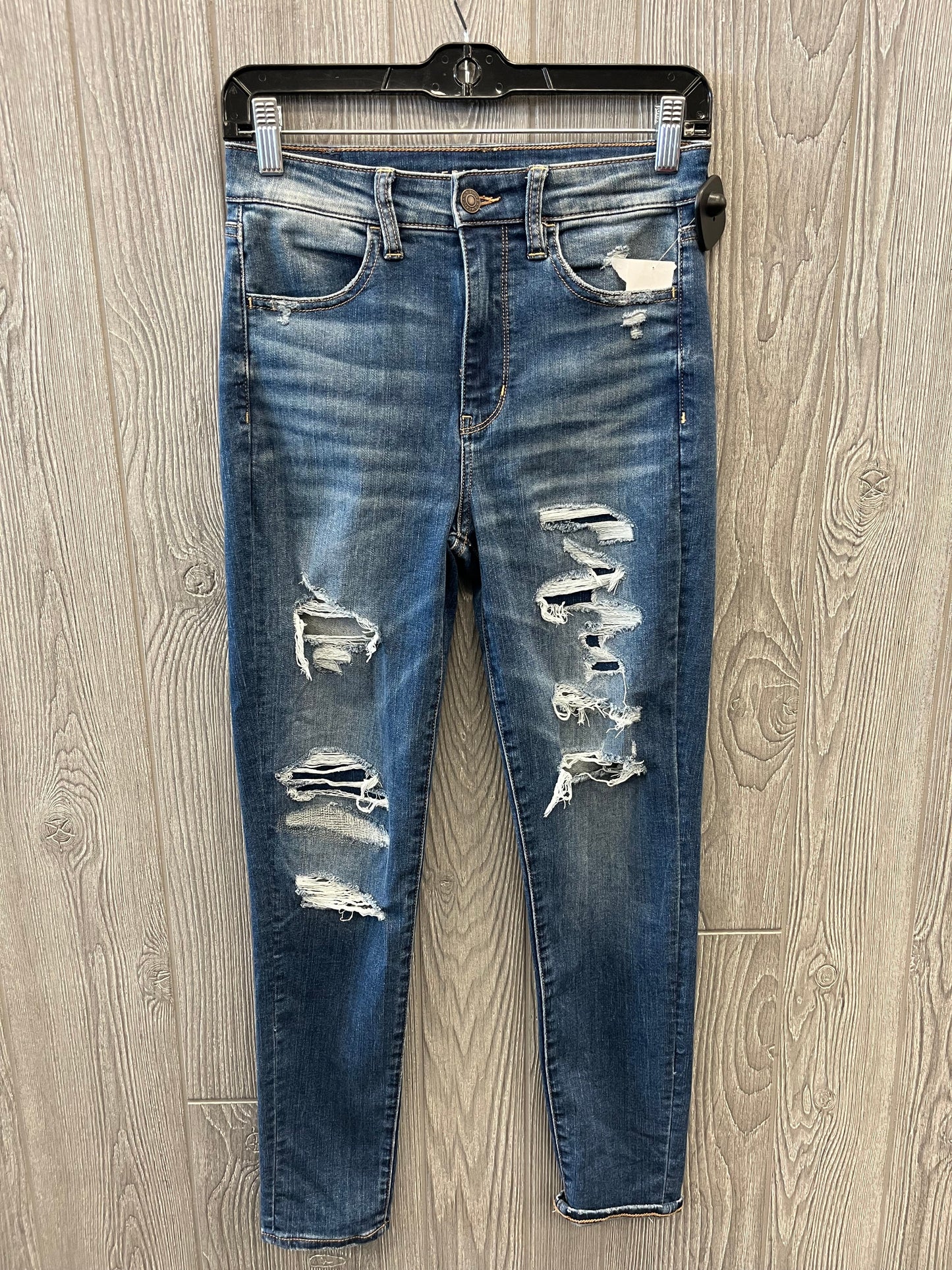 Jeans Skinny By American Eagle In Blue Denim, Size: 4