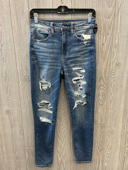 Jeans Skinny By American Eagle In Blue Denim, Size: 4