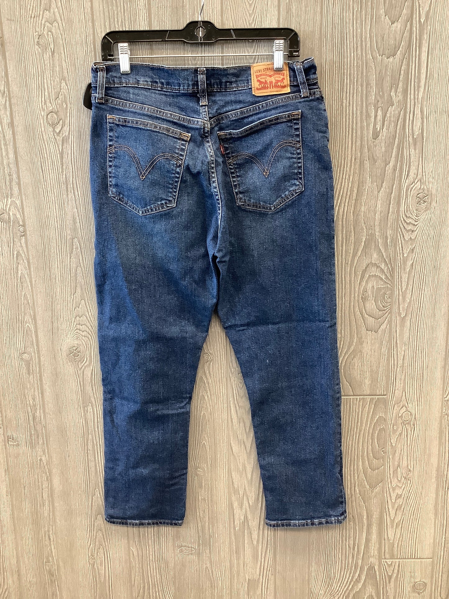 Jeans Straight By Levis In Blue Denim, Size: 14