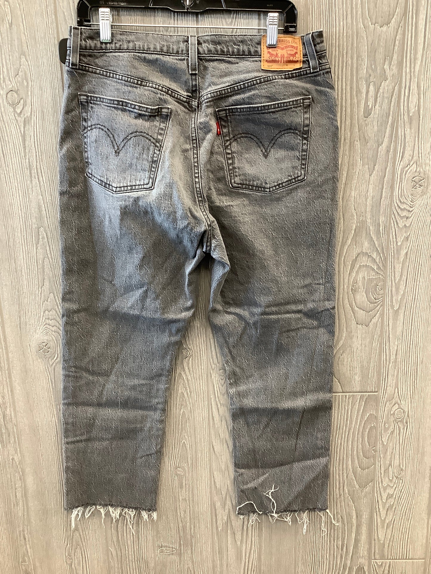 Jeans Straight By Levis In Black Denim, Size: 14