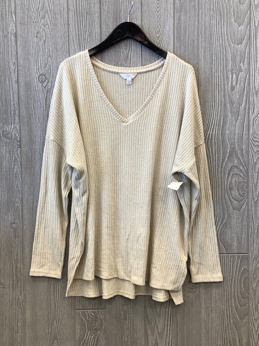 Top Long Sleeve By Time And Tru In Cream, Size: L