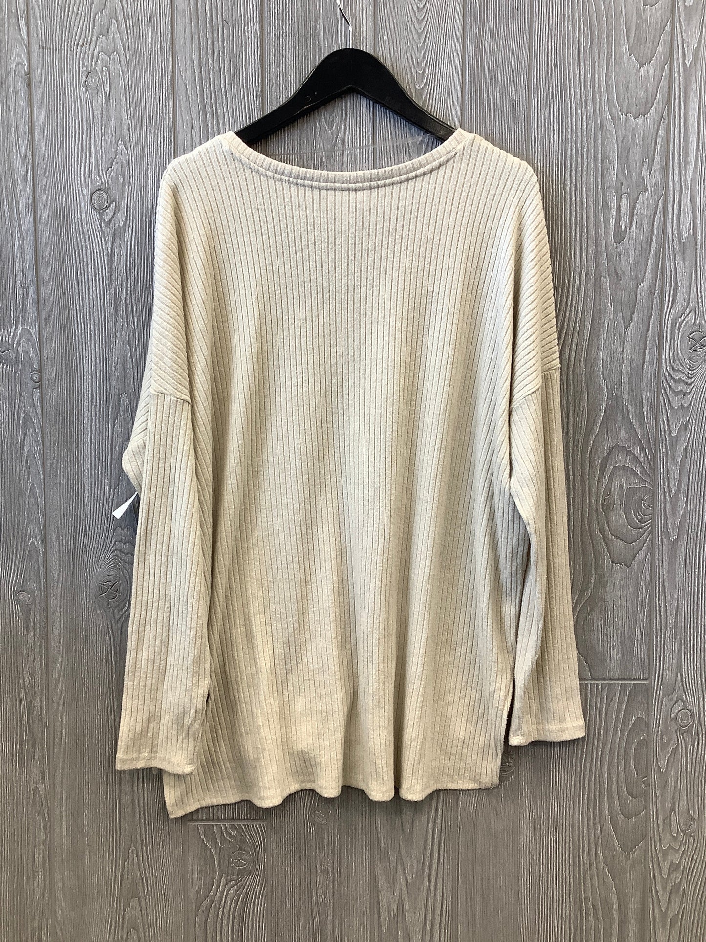 Top Long Sleeve By Time And Tru In Cream, Size: L