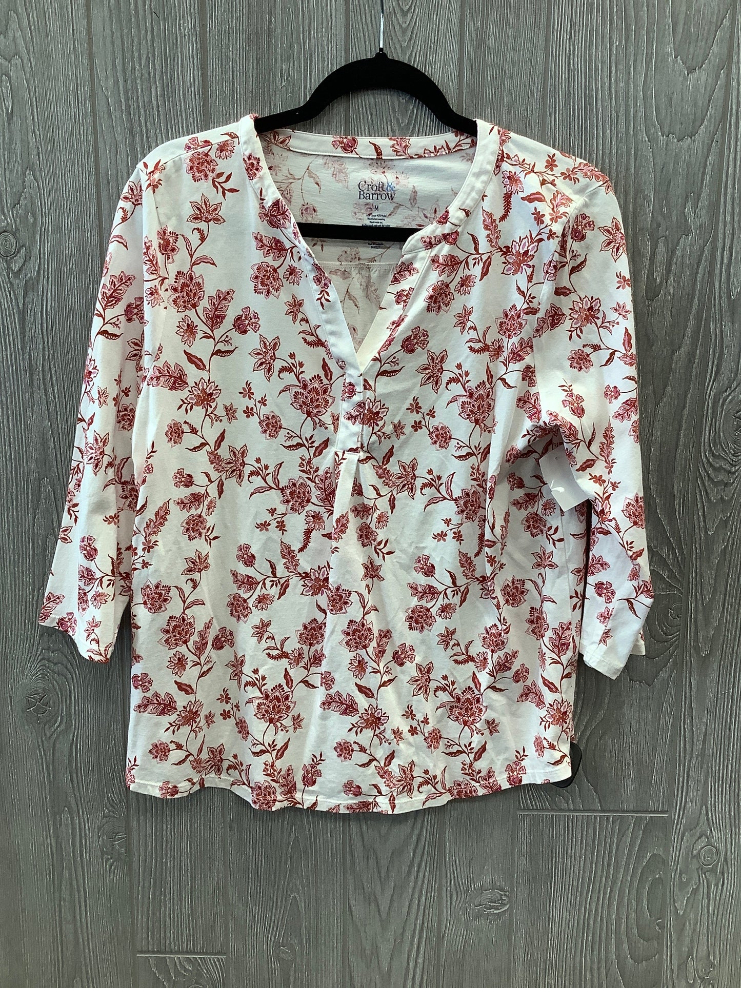 Top Long Sleeve By Croft And Barrow In Floral Print, Size: M