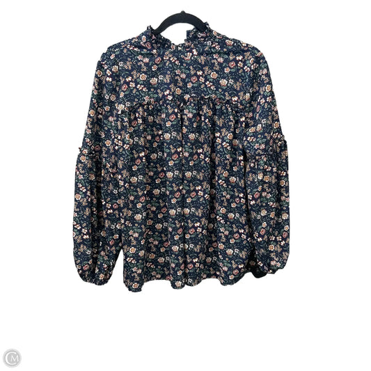 Blouse Long Sleeve By Jodifl In Navy, Size: S