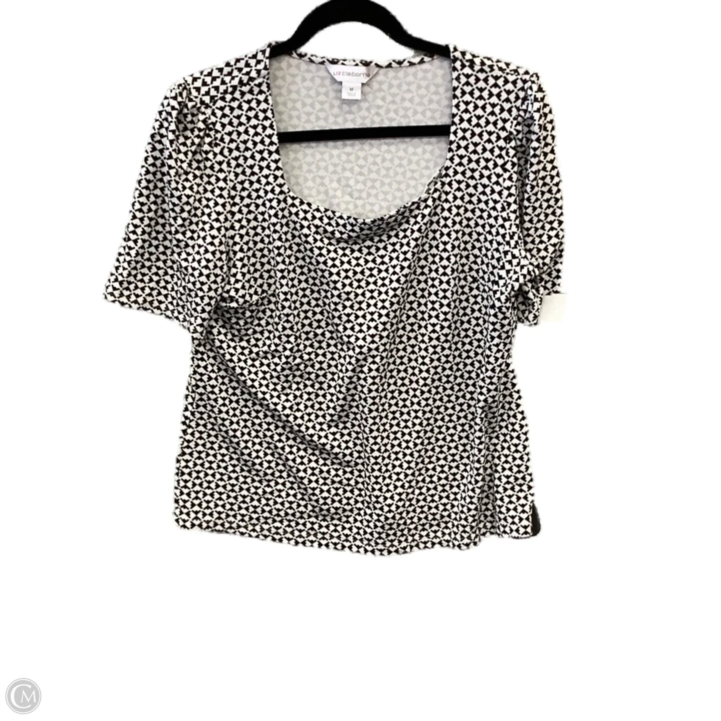 Top Short Sleeve By Liz Claiborne In Black & White, Size: M