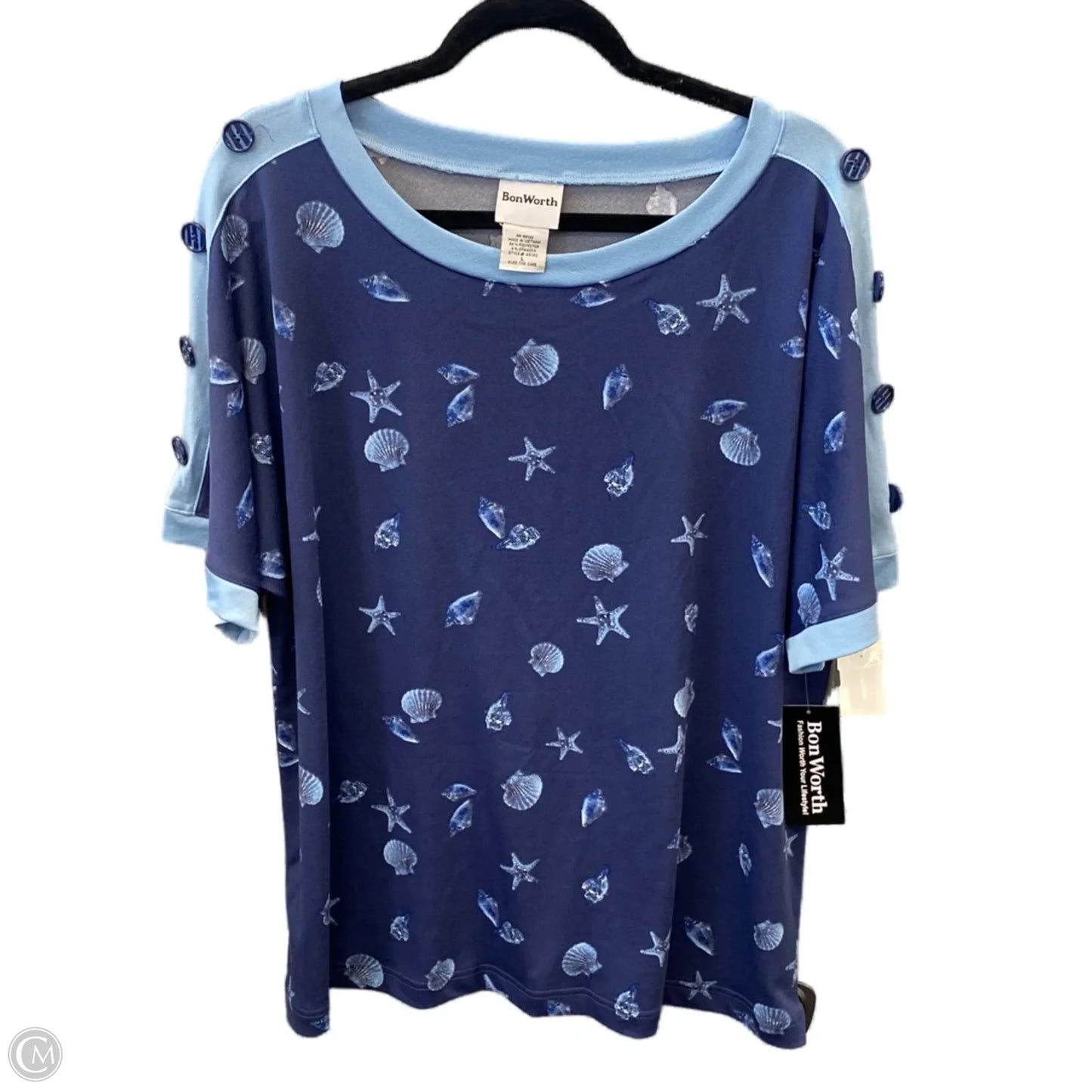 Top Short Sleeve By Bon Worth In Blue, Size: L