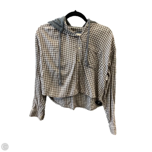 Sweatshirt Hoodie By American Eagle In Plaid Pattern, Size: S
