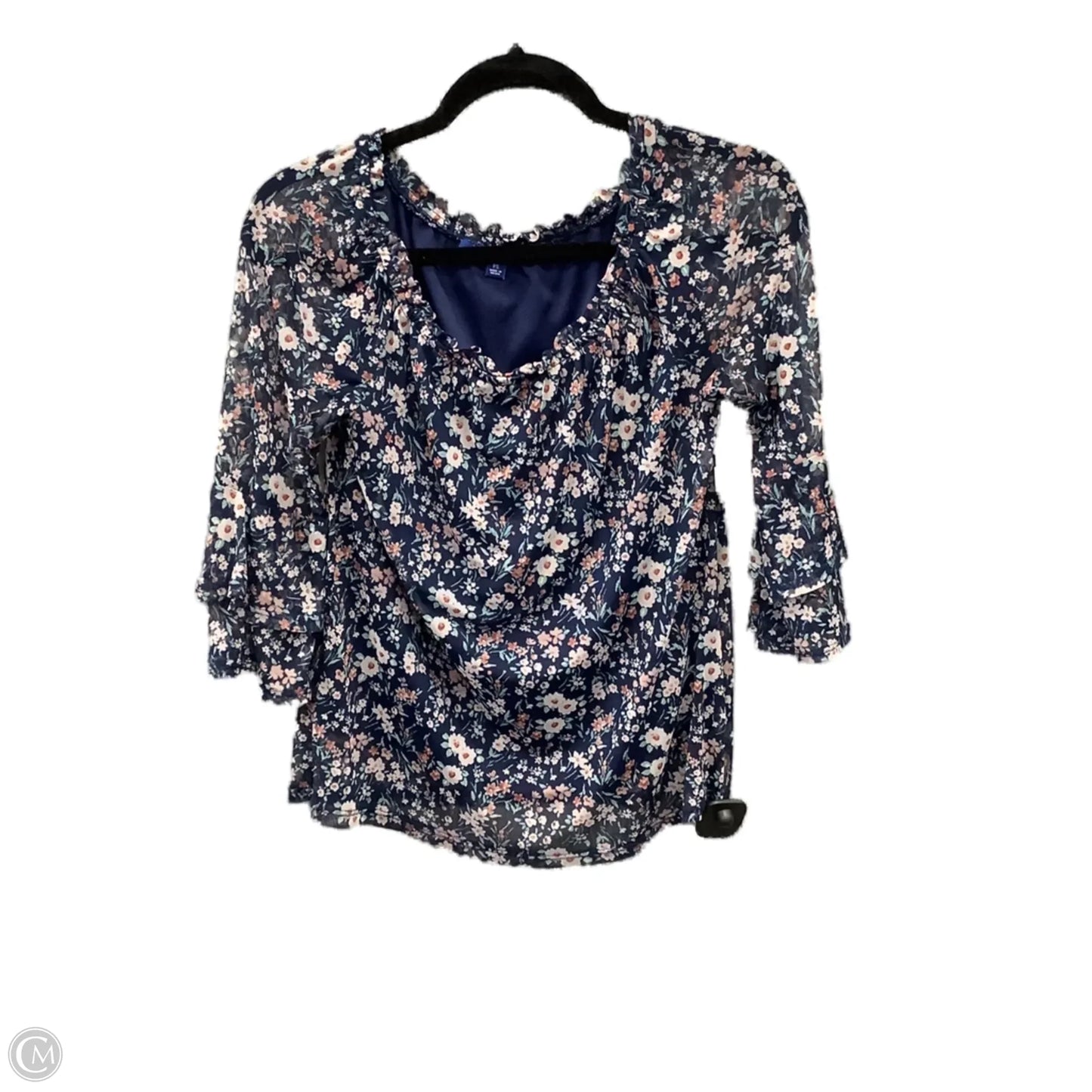 Top 3/4 Sleeve By Apt 9 In Floral Print, Size: S
