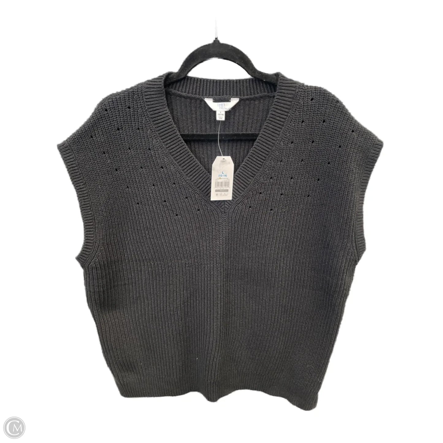 Vest Sweater By Time And Tru In Black, Size: L